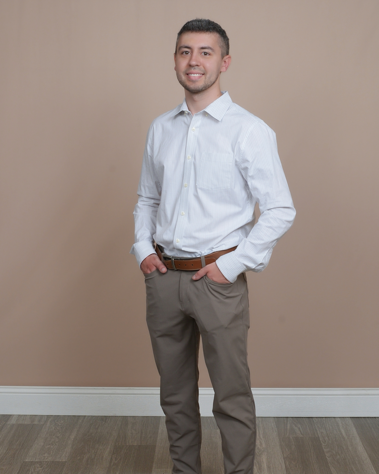 Austin Zsedely standing for a portrait